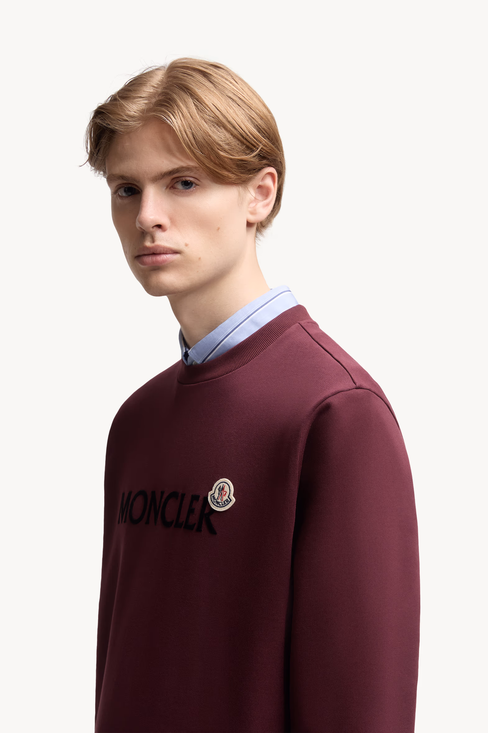 Logo Cotton Sweatshirt Men Burgundy Moncler 4